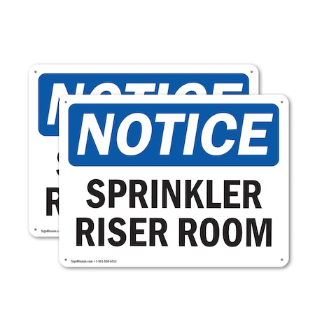 Signmission Sprinkler Riser Room, 24 in W x Rectangle, Aluminum OS-2PACK-NS-A-1824-L-16613